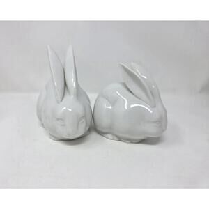 Vintage Toyo Japan White Rabbit Easter Bunny Figurines Set of 2